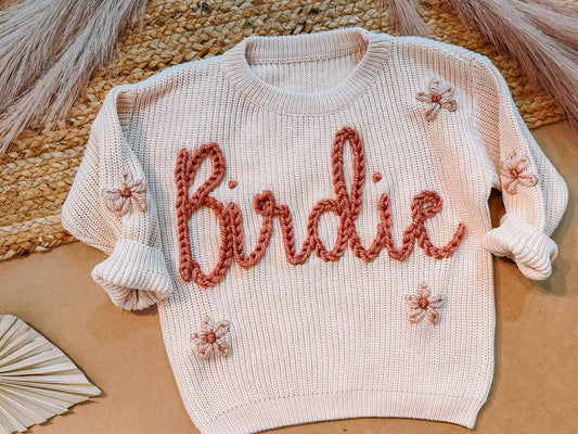 Hand Embroidered Name Sweater